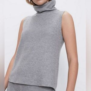 Nwt zara sleeveless turtleneck‎ sweater gray women’s size S